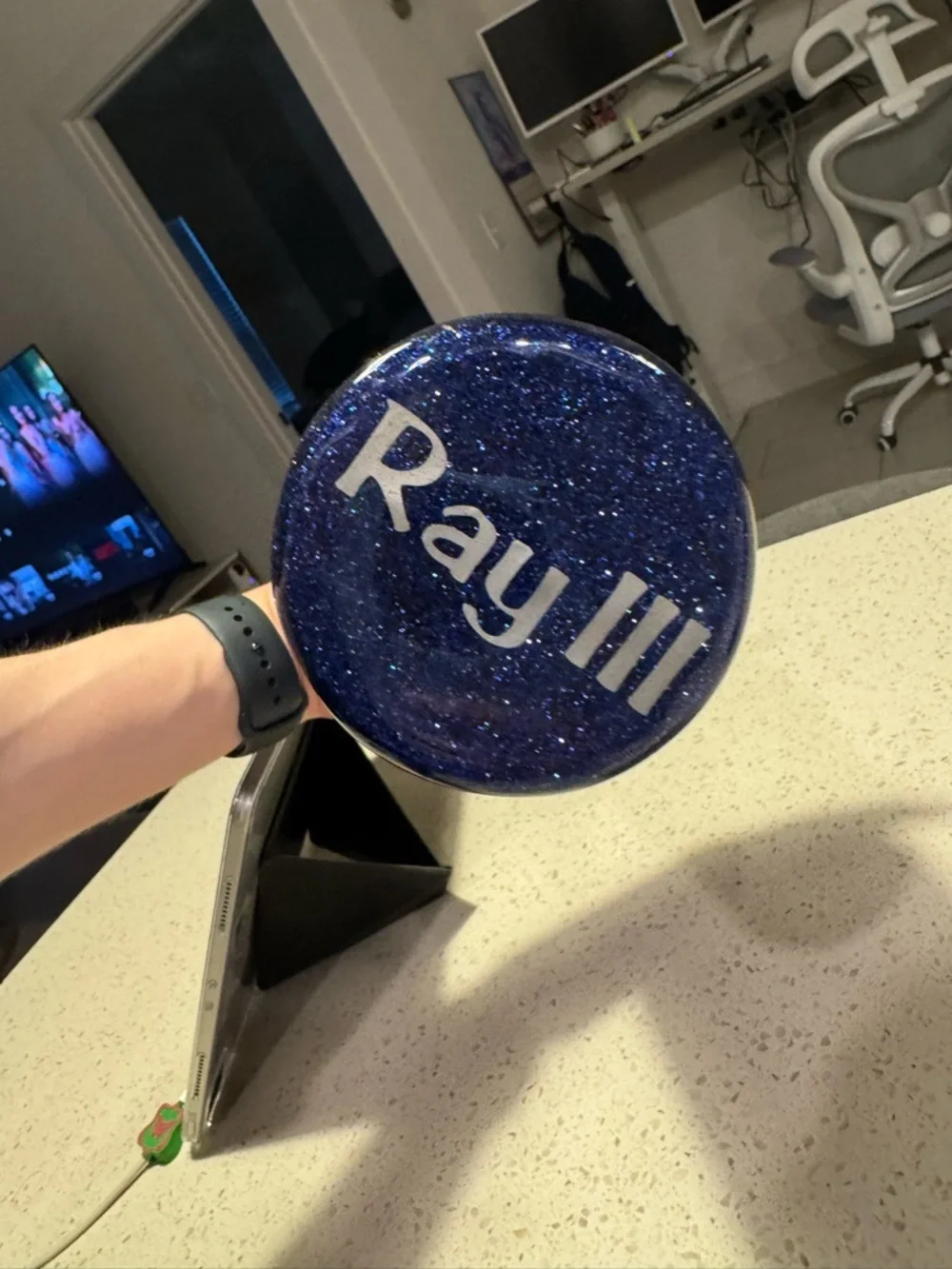 Dallas Cowboys Blue Glitter Large Tumbler  32oz